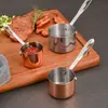 Taza de salsa estilo americano de acero inoxidable 304 con mango extendido, tazón de salsa engrosado para cocina occidental, teppanyaki, bistec y salsa de pimienta negra
