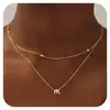 Amazon Transfronterizo Nuevo Collar de 26 Letras Moda Retro Cadena de Clavícula en Capas Simple Dulce Fresco Estilo Festivo para Mujeres