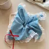 Nuevo Lazo de Encaje de Tela con Cuadros Frescos de Primavera y Verano, Cuerda para el Cabello de Encaje, Aro para el Cabello, Lazo Plegable para el Cabello