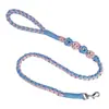 Correa para Perro Floral Tejida a Mano, Cuerda Bicolor de Moda, Correa para Patas de Perro con Flor de Perla de Alta Apariencia