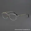 Óculos de meia-armação modernos e minimalistas, mesmo estilo do Xiaobang 81128, armação de titânio de aro fino, óculos decorativos de acetato estilo empresarial para homens