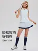 Caijue Traje de Tenis de Bádminton y Golf para Mujer, Top sin Mangas con Cuello Polo, Falda Plisada de Cintura Alta, Conjunto de Dos Piezas
