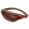 Riñonera Retro de Cuero Crazy Horse Europea y Americana para Hombre Bolso de Hombro de Piel de Vaca de Capa Superior para Hombre Bolso de Pecho de Cuero Genuino de Gran Capacidad para Hombre