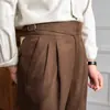 Otoño e Invierno 2024 Nuevos Pantalones Largos Rectos de Cintura Alta Estilo Italiano Nápoles Pantalones Casuales Británicos para Hombre Versátiles
