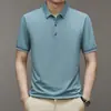 Camisa polo de manga corta para hombre con seda de morera top casual camiseta moda masculina negocios hombres verano nueva camiseta
