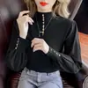 Suéter de cuello alto medio, camisa de punto básica para mujer, otoño e invierno, nuevo, ajustado, adelgazante, manga larga, cuello medio, prenda exterior.