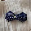 Estilo Preppy Británico Lunares Clip Retorcido Etiqueta Dorada Lazo Pinza de Plátano Grande para Cabello Coleta Alta Accesorio para el Cabello