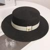 Sombrero de Paja Elegante con Logo M de Diseñador Francés para Mujer Red Net Hyatt Benfeng Celebridad Sombrero de Playa para Vacaciones de Verano en la Costa para Mujer