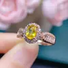 Anillo tesoro amarillo azul natural gema grado 5A, tamaño 5*7mm plata 925 Seiko incrustación fábrica venta al por mayor directa