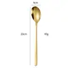 Aço Inoxidável 304 Colher Coreana Garfo Estilo Coreano Espessado Cabo Longo Colher Doméstica para Comer Beber Colher de Mistura Colher de Sobremesa