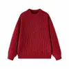Yidao Vintage Otoño 2026 Nueva Colección: Suéter retro de color liso con cuello redondo estilo japonés, unisex, corte holgado, top de punto versátil