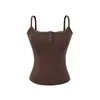 Camisola acolchada de tirantes dobles con bloques de color retro americano para mujer, nuevo estilo de verano 2026, top exterior ajustado