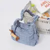 Bolso Luna de Cuadros Plegados Retro Japonés Bolso de Lona de Moda Ins Bolso Cruzado de Empanada Bolso de Hombro de Nicho Bajo el Brazo