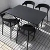 Juego de Plástico para Reuniones de Ocio al Aire Libre con Mesa Redonda Pequeña y Sillas para Balcón, Popular en Cafeterías de Té de Leche de Moda, Mesa de Comedor Simple para Uso al Aire Libre