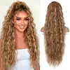 Atacado europeu e americano de perucas transfronteiriças 26 polegadas Cabelo cacheado longo grampo de garra peruca de rabo de cavalo permanente de espiga para mulheres