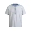 Camiseta de Manga Curta Falsa de Duas Peças com Gravata Xadrez Estilo Náutico Rumeng para Homens, Nova Blusa Versátil de Meia Manga Estilo College de Verão