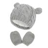 Conjunto de inverno para bebê recém-nascido, chapéu de lã com orelhinhas, luvas, duas peças, proteção para as orelhas, forro quente