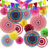 Decoración de Fiesta de Cumpleaños Transfronteriza Abanico de Papel Arcoíris Flor Flor para Jalar Trébol de Cuatro Hojas Bandera Triangular Bandera para Jalar Bandera Espiral Set Colgante
