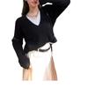 Suéter casual de punto de dos piezas estilo coreano para principios de otoño con un diseño de color sólido y textura acanalada suave para mujer