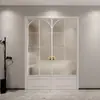 Porta de Correr Estilo Francês Retrô Liga de Titânio-Magnésio Divisória de Noz Paineis Suspensos Porta Cozinha Varanda Sala de Estar Porta de Correr de Três Folhas