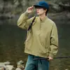 Chaqueta de Trabajo con Cuello Alto para Hombre Enbu, Estilo Coreano de Moda, Color Sólido, Holgada, Versátil, Informal, Chaqueta de Béisbol