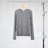 Loja de Roupas Femininas Taobao Mesmo Tecido Lã Caxemira Modal Misturado Gola Redonda Manga Longa Camiseta Top Temperamento Trabalho