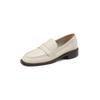 Zapatos de cuero para mujer estilo británico retro, punta redonda, tacón grueso, mocasines para uniforme JK, nuevos de otoño, verde oscuro, tacón medio de 4 cm