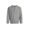Camiseta de manga larga con cuello de media botonadura, estilo casual holgado para primavera y otoño, top tipo camiseta deportiva con cuello redondo de moda callejera americana INS para hombre