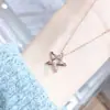 Estilo Japonés y Coreano Micro Diamante Sencillo Combinable Chapado en Oro Rosa Colgante de Estrella de Cinco Puntas Moda Estrella Cadena para Clavícula de Niña