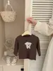 Camiseta de Color Café con Estampado de Perrito para Bebés y Niños Pequeños, Manga Larga, Suave, Amigable con la Piel, Capa Base para Primavera y Otoño, Suéter para Niños y Niñas