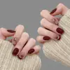 Novas Unhas Wearable Feitas à Mão, Curta Olho de Gato High-End Ankora Vermelho Outono e Inverno Vinho Tinto Clareador Elegante Adesivos de Unha
