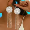 Nuevos Pendientes de Borla con Cadena de Flor Hueca de Moda Étnica, Pendientes Largos Miao