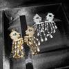 Moda europea y americana diseño de industria pesada aretes de leopardo super hada sueño gema geométrica aretes grandes mujeres aretes dulces