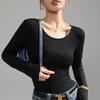 Camiseta Básica Modal com Gola Redonda para Mulheres, Manga Longa, Nova 2026, Início da Primavera e Outono, Slim Fit, Top Fino