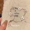 ¡¡¡Súper exquisito!!! Pulsera Trébol de Cuatro Hojas Rosa Diamante Oro Rosa para Mujer Pulsera Exquisita de Lujo Ligero de Alta Gama Dibujable