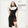 Fantasia de Halloween para Adultos Feminina Vampira Sexy Freira Cruzada Uniforme Cosplay Vestido Fantasia de Performance