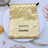 Saco de armazenamento de cosméticos de marca personalizada de fábrica de Shenzhen, saco de cetim dourado, saco de pano duplo, logotipo impresso