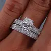 Huajie Popular Transfronterizo Europeo y Americano Anillo de Plata 925 Circonita Blanca Exquisito Anillo Femenino de Vacaciones Venta Directa