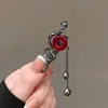 Grampo de Cabelo Elegante com Pérolas para Mulheres, Presilha de Metal com Laço Preto, Presilha Lateral de Alto Padrão, Presilha para Franja, Simples Presilha Bico de Pato