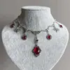 Junan Comercio Transfronterizo Original Collar Gótico de Murciélago y Rubí Estilo Victoriano Joyería de Vampiro