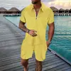 Comercio Transfronterizo Moda Tallas Grandes Cremallera Malla Camisa Polo Traje Impresión Digital 3D Ajustado Conjunto de Dos Piezas para Hombre