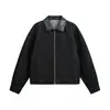 Chaqueta de mezclilla retro de estilo japonés Rumeng, estructura simple, patchwork, cuello vuelto para hombre, otoño, corte holgado, chaqueta casual de moda