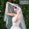 Velo liso de tul, velo simple de una capa estilo coreano para fotografía de viajes, velo transparente ultra etéreo para sesiones de fotos de novia, estilos cortos y largos en burdeos y negro