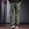 Pantalones de trabajo resistentes de color verde militar italiano para hombre, primavera y otoño, pierna ancha, holgados, corte recto, pantalones casuales estilo americano