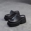 Shanghai Jiejie 2025 Primavera Novos Chinelos Masculinos Preguiçosos de Sola Grossa Baotou Outwear Retro Sapatos Femininos Simples de Cor Sólida e Aumentando a Altura