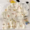 Pijama de Algodão Nuvem Tailandês para Mulheres, Estilo Coreano de Verão Desenho Animado Fofo Manga Curta Roupa de Casa, Conjunto de Duas Peças Venda por Atacado