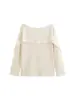 Blusa de tricô com visual de duas peças, estilo francês, para mulheres plus size, Outono 2026, top elegante com decote ombro a ombro para mulheres plus size 25135