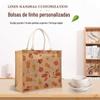 Bolsa de mão de linho estampada de folhas da primavera 2023 moda estilo Ins bolsa tote feminina bolsa pequena fresh
