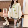 Moletom Jacquard Nicho da Moda Dois em Um para Mulheres 2025 Novo Outono e Inverno Estilo Coreano Solto Preguiçoso Top