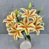 Nueva flor artificial impresa en 3D con 9 cabezas y frutos, planta de lirio flor falsa, decoración interior estilo ins, adorno para arreglo floral